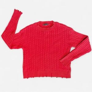 Elliot Lauren Distressed + Vintage Wash Cable Knit Sweater